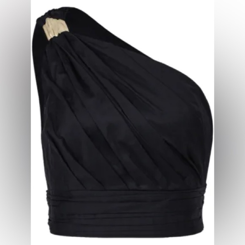 Aje Black and Gold One-Shoulder Dress